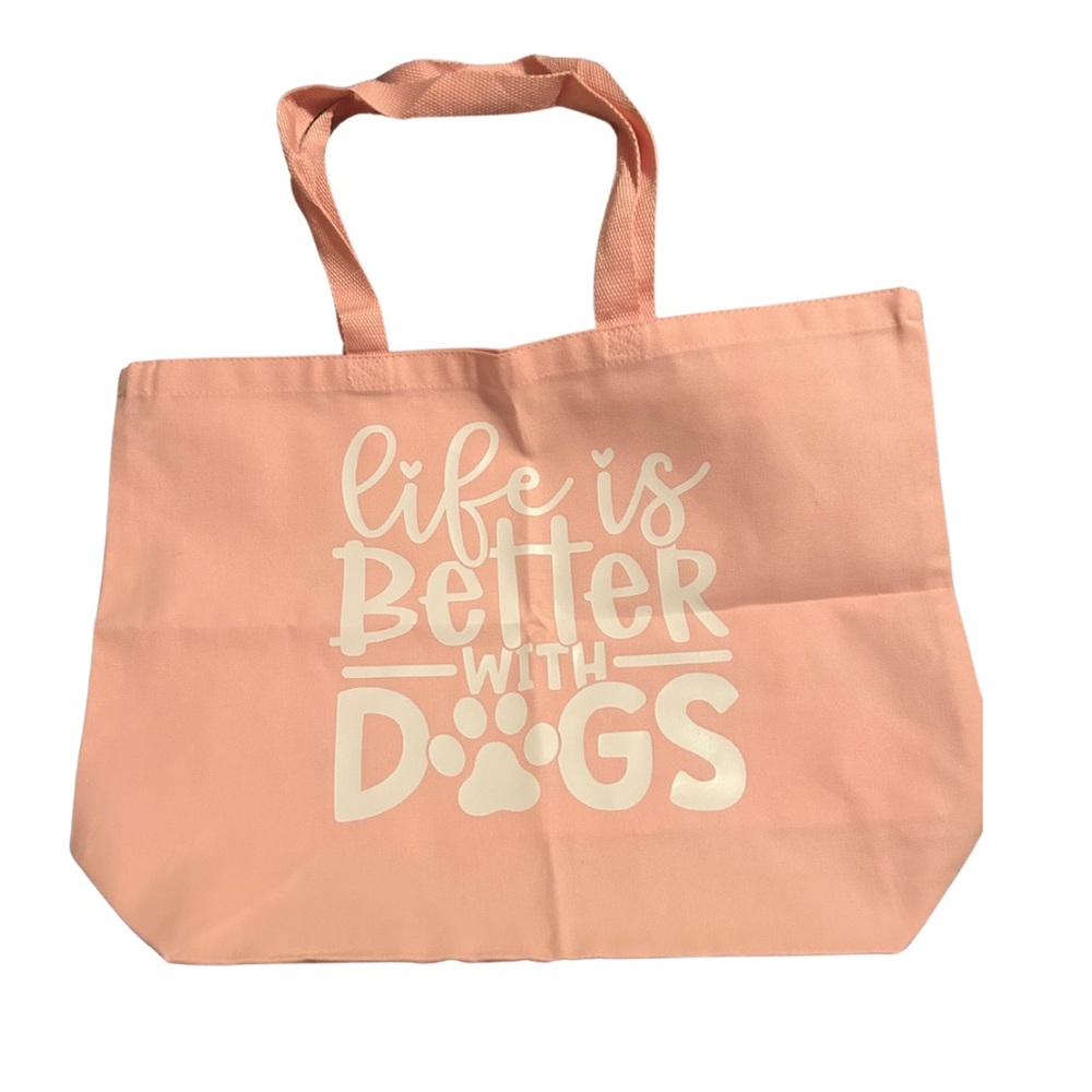 Peach “Life Is Better With Dogs” Canvas Tote Bag